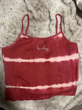 Hurley Red and White Tie-Dye Tank